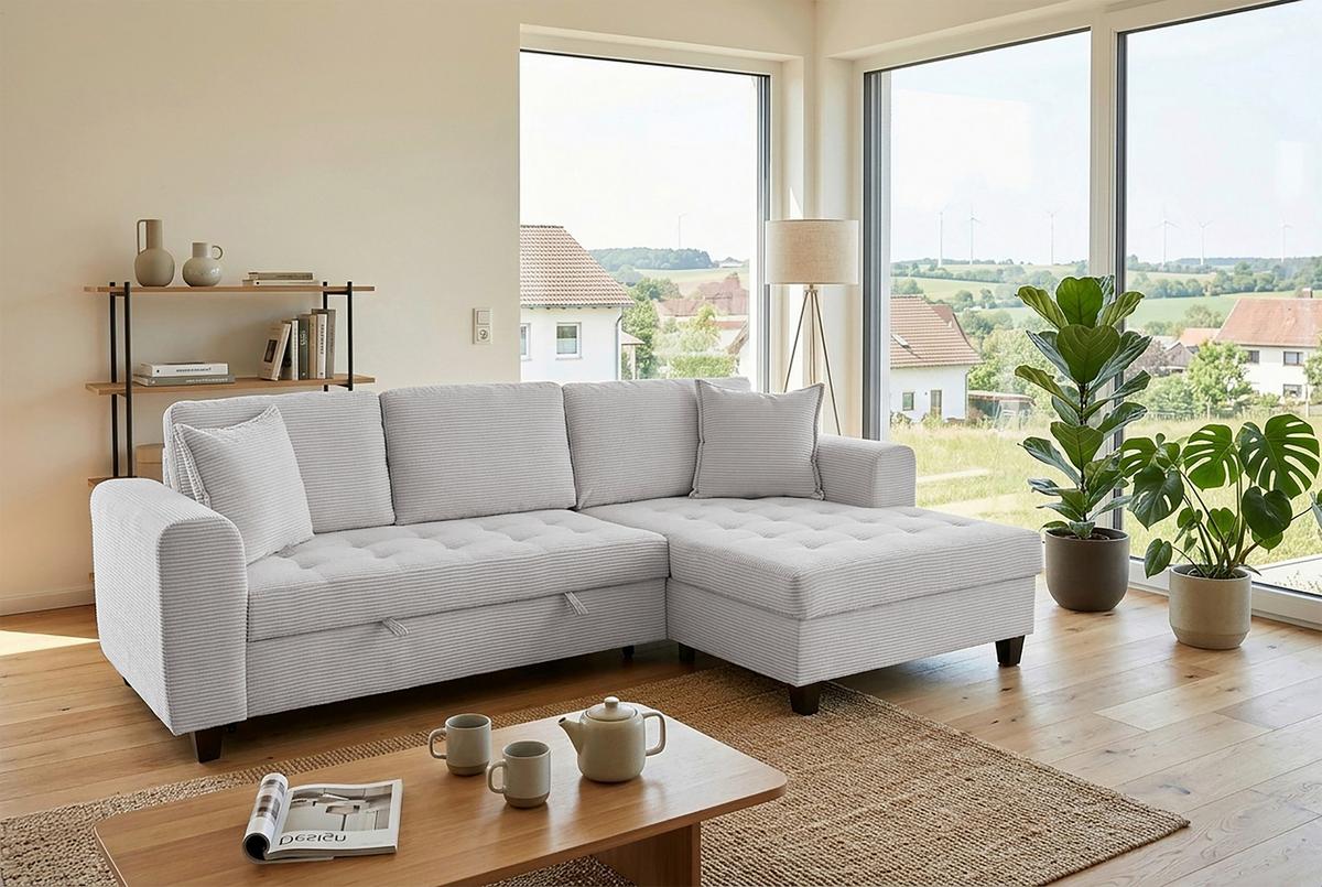 Kutna Garnitura Moritz - svijetlo siva, Trend, tekstil (265/155cm) - Modern Living
