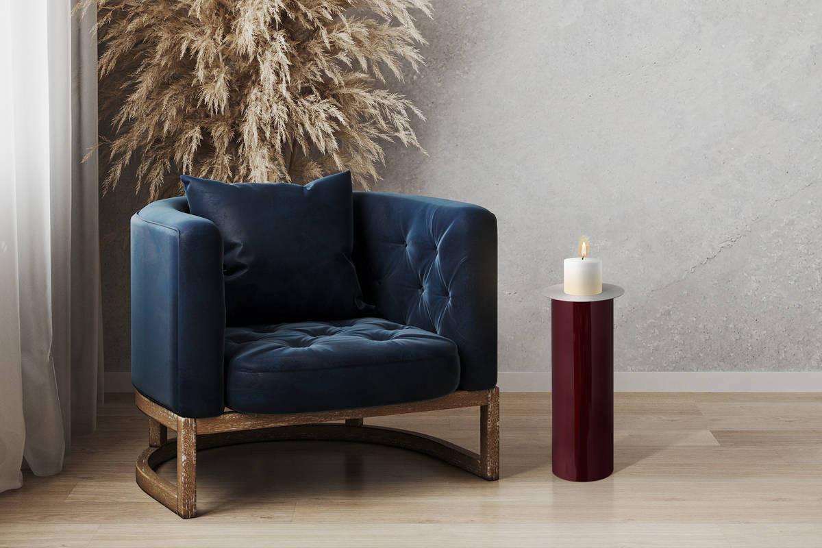 KERZENSTÄNDER BODENKERZENSTÄND. ART DECO 185 - Pflaume/Silberfarben, Trend, Metall (25/60/25cm) - Kayoom