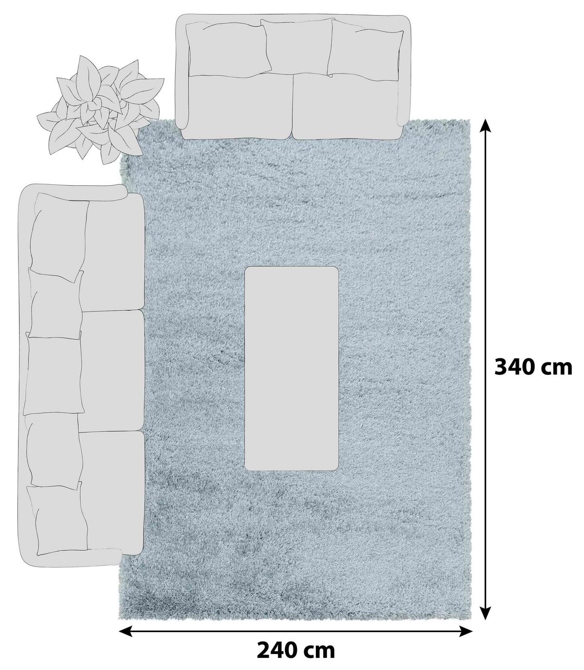 Hochflorteppich Fluffy Blau ca. 240x340cm - Blau, Basics, Textil (240/340cm)