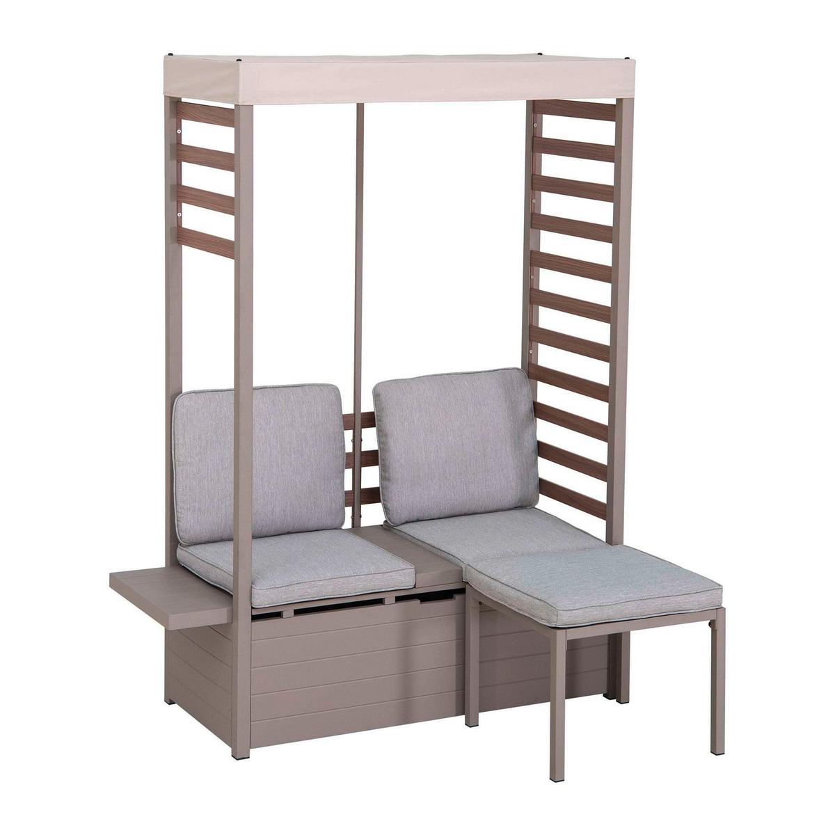Loungegarnitur Gartensofa Faro Grau/Beige - Beige/Grau, Basics, Textil/Metall (146/191/56,5cm) - Modante