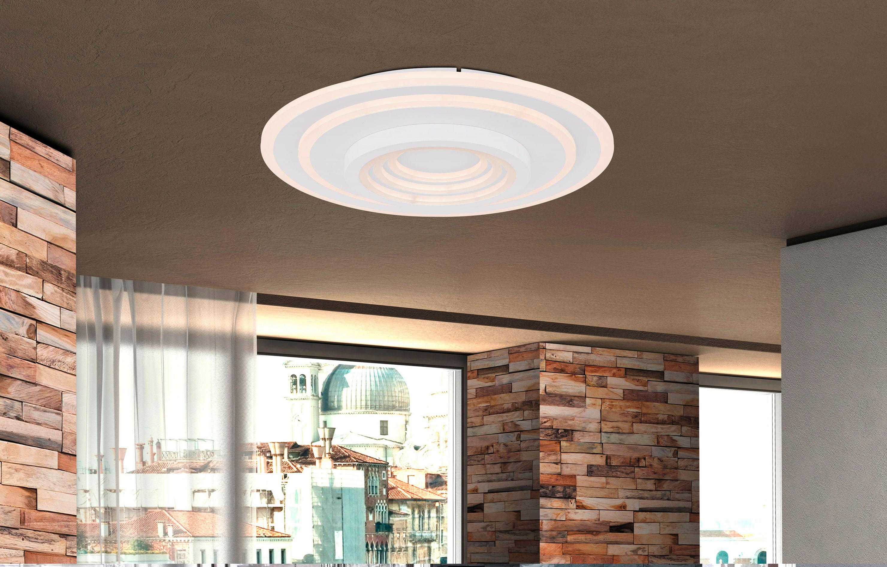 Stropna Led-svetilka Bafur, S Sijalko - bela, Design, kovina/umetna masa (49,5/7cm) - Globo