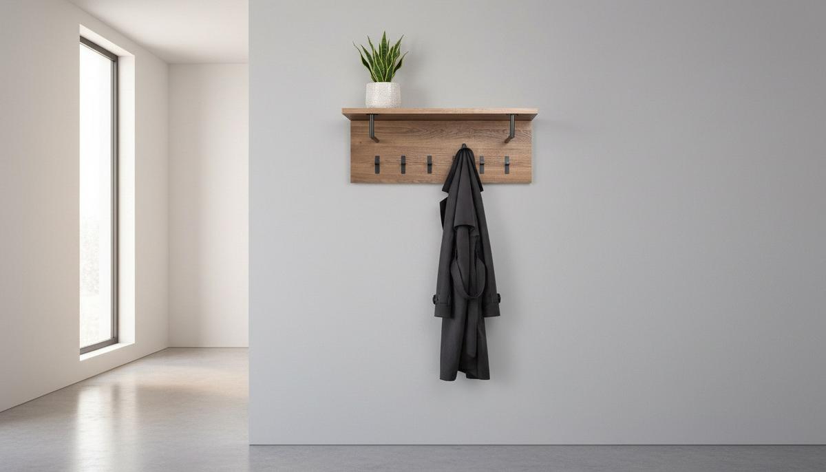 PANEL DO PRZEDPOKOJU SURAT - kolor dębowy/czarny, Basics, materiał drewnopochodny/metal (80/30/26cm)