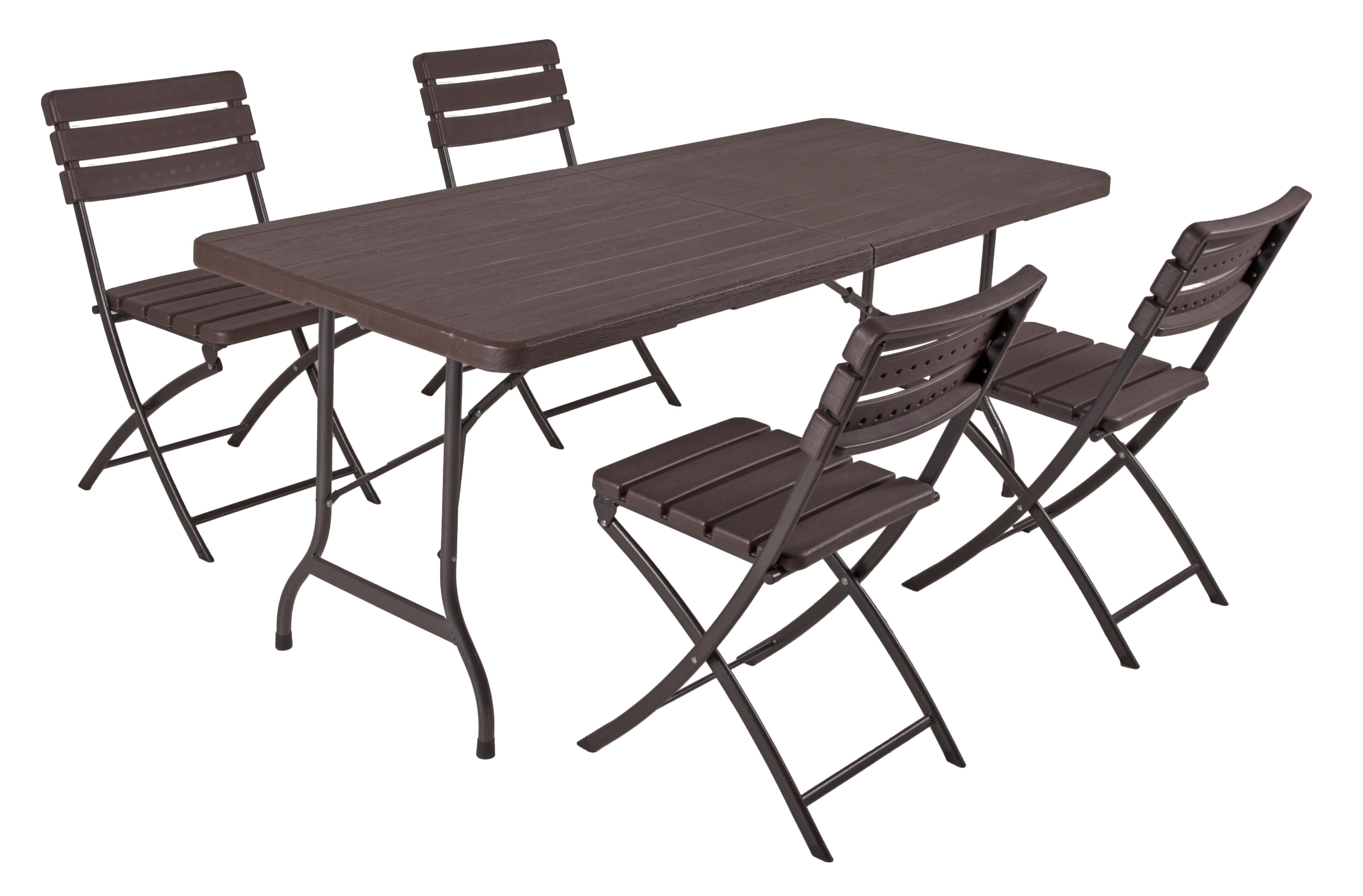 Gartenset Tabora 5-tlg. Braun/Schwarz - Schwarz/Braun, Basics, Kunststoff/Metall (83/83/54cm) - Gardenson