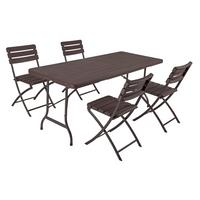Gartenset Tabora 5-tlg. Braun/Schwarz - Schwarz/Braun, Basics, Kunststoff/Metall (83/83/54cm) - Gardenson