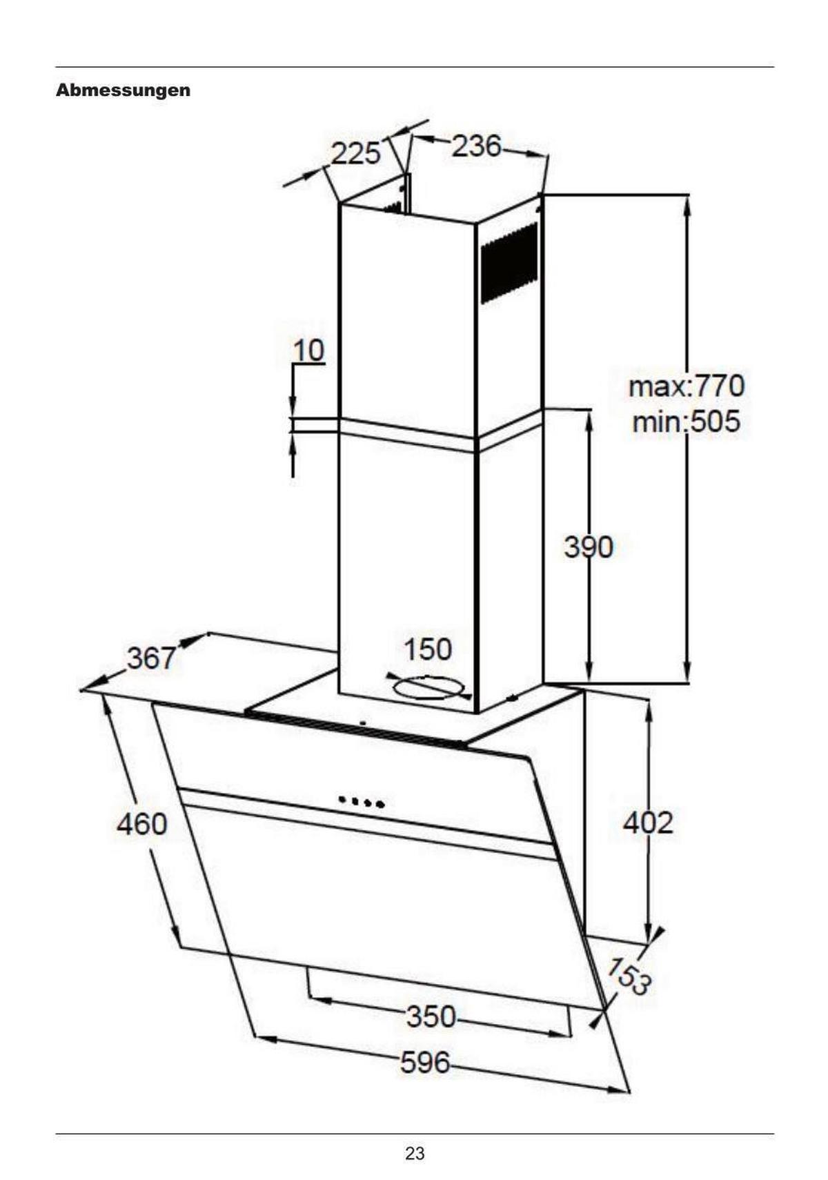 Dunstabzugshaube DH6003 - Schwarz, LIFESTYLE, Metall (59,6/92-118/36,7cm) - Sistant