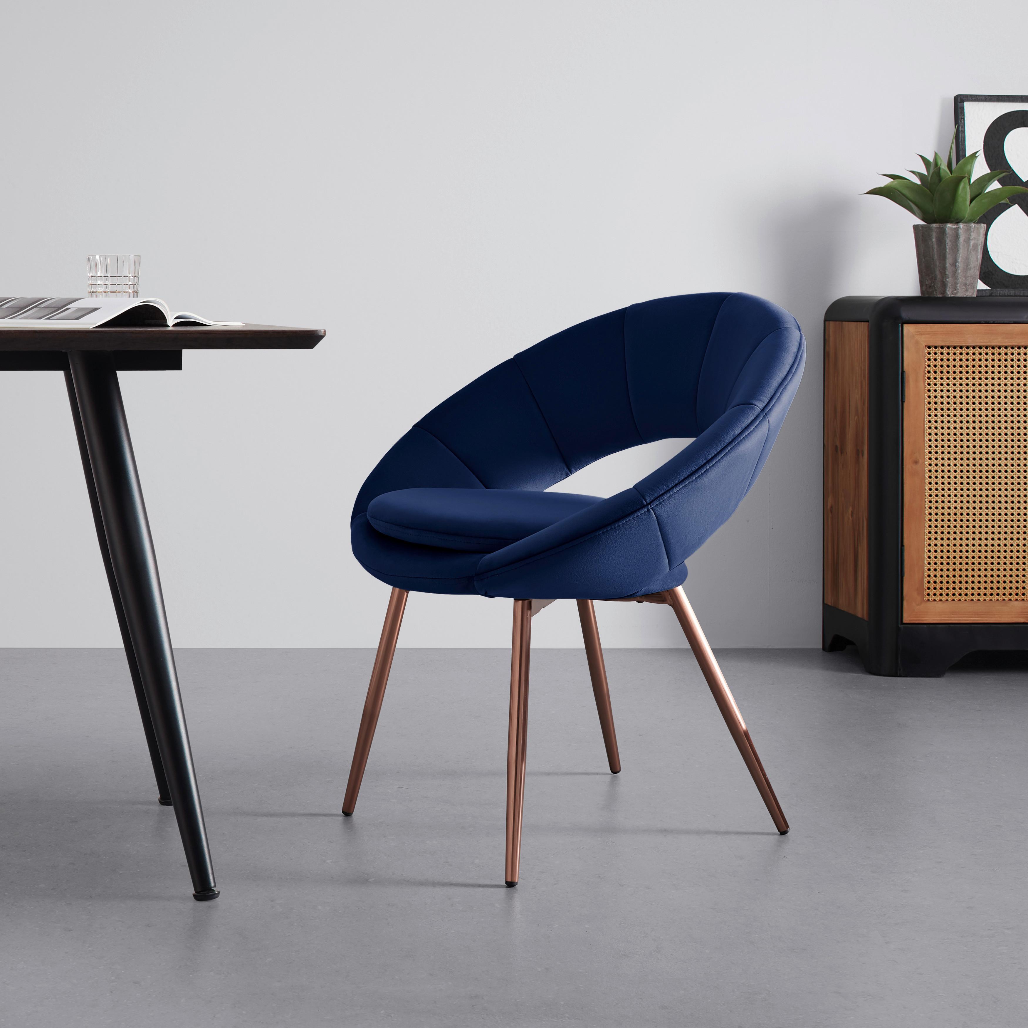 Naslanjač Levi, Temno Modra, Žamet - temno modra, Moderno, kovina/tekstil (67/74/60.5cm) - Modern Living