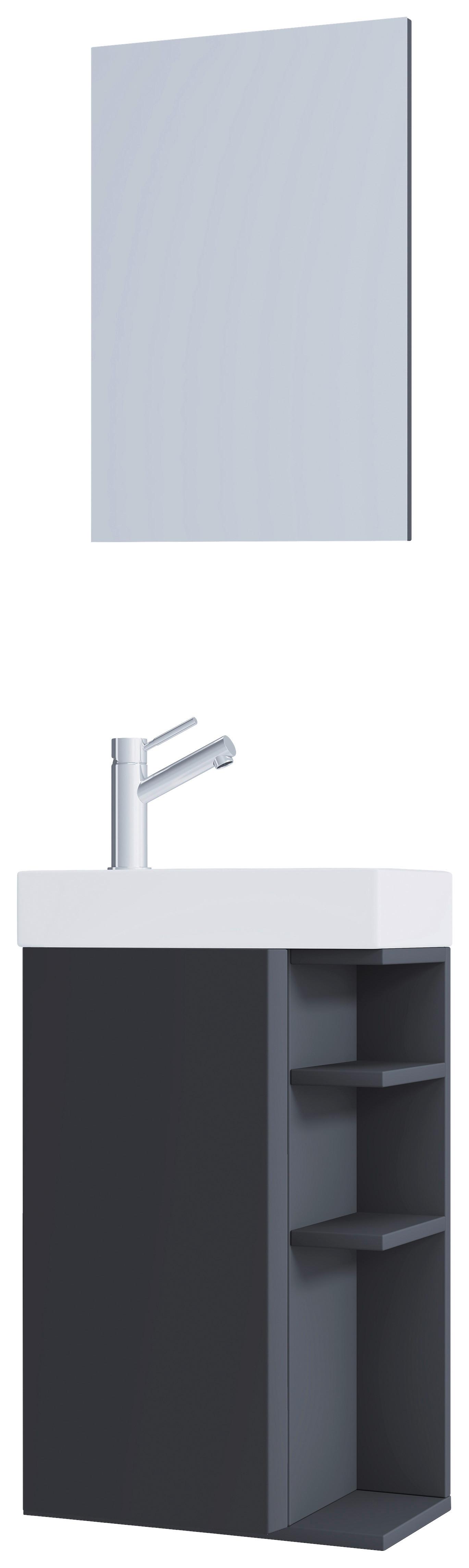 GÄSTEBAD LUMIA - Weiss/Anthrazit, Modern, Glas/Keramik (40cm) - MID.YOU