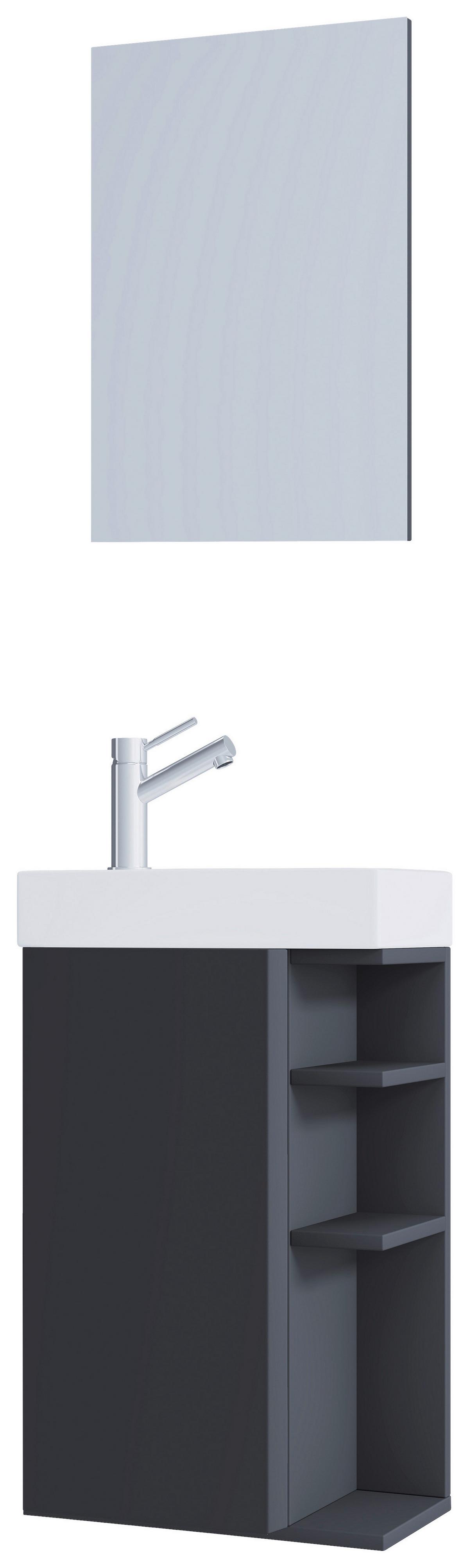GÄSTEBAD LUMIA - Weiss/Anthrazit, Modern, Glas/Keramik (40cm) - MID.YOU