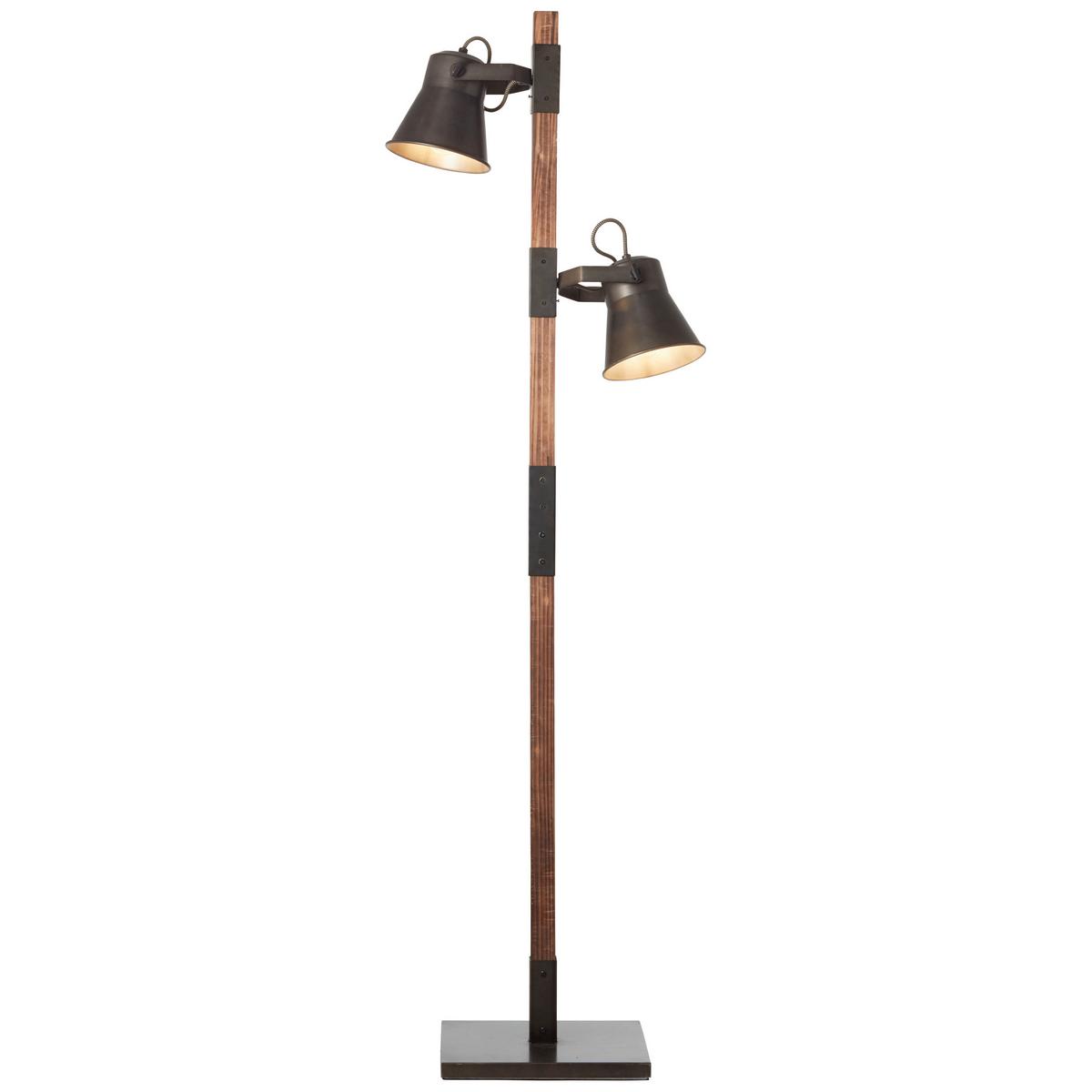 Stehleuchte Plow max. 10 Watt - Schwarz, Design, Holz/Metall (51/153,5cm) - Brilliant