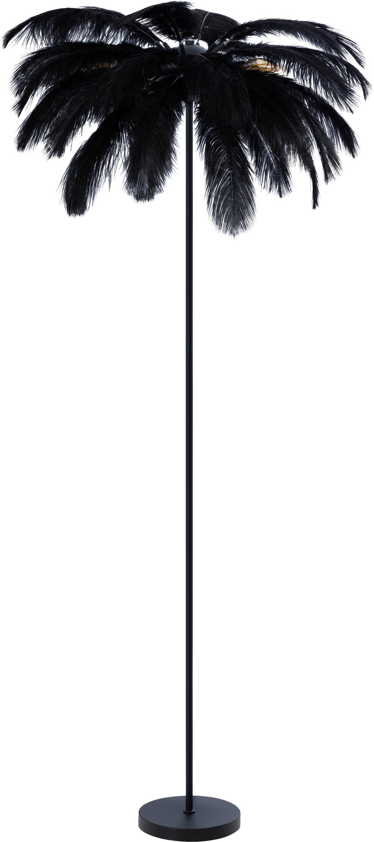 LAMPA STOJĄCA PALMA - czarny, Trend, metal/tkanina (55/160cm) - Novel