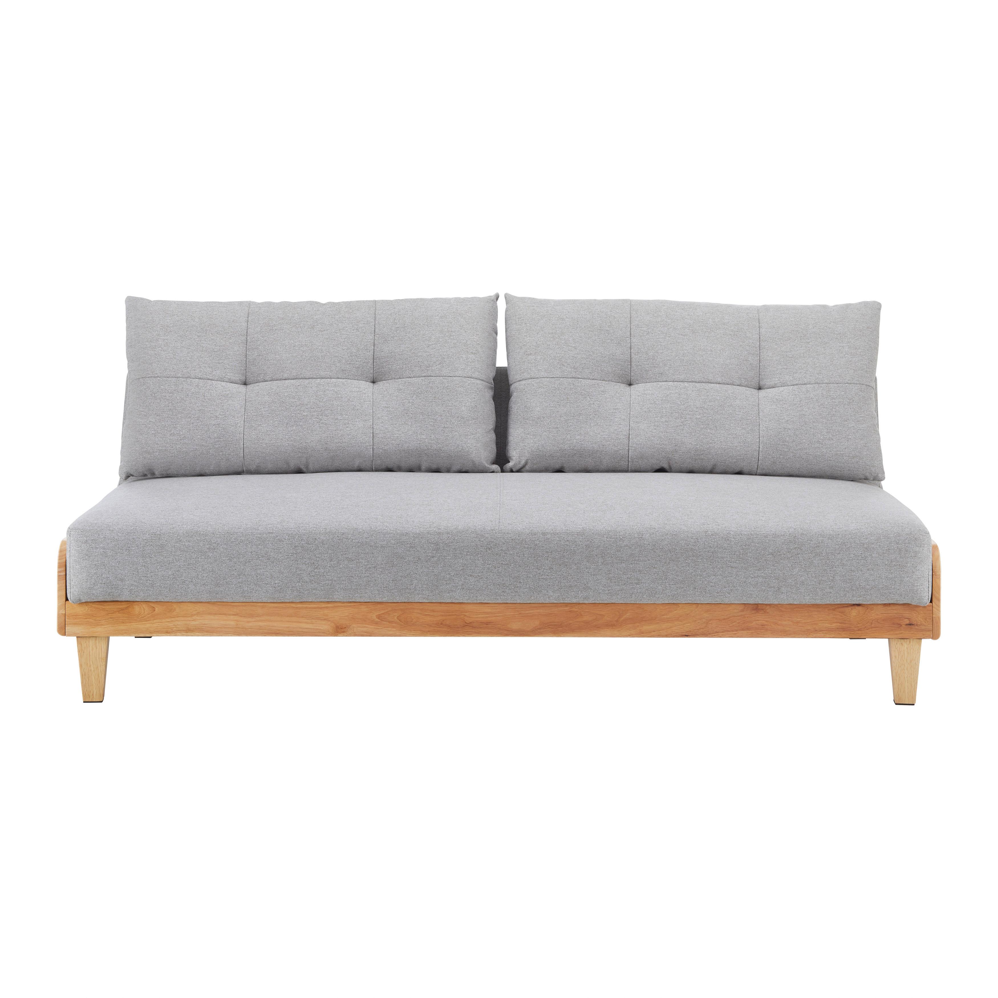 Sofa mit Schlaffunktion grau, "Jan" - Naturfarben/Grau, Modern, Holz/Textil (186/89/79cm) - Bessagi Home
