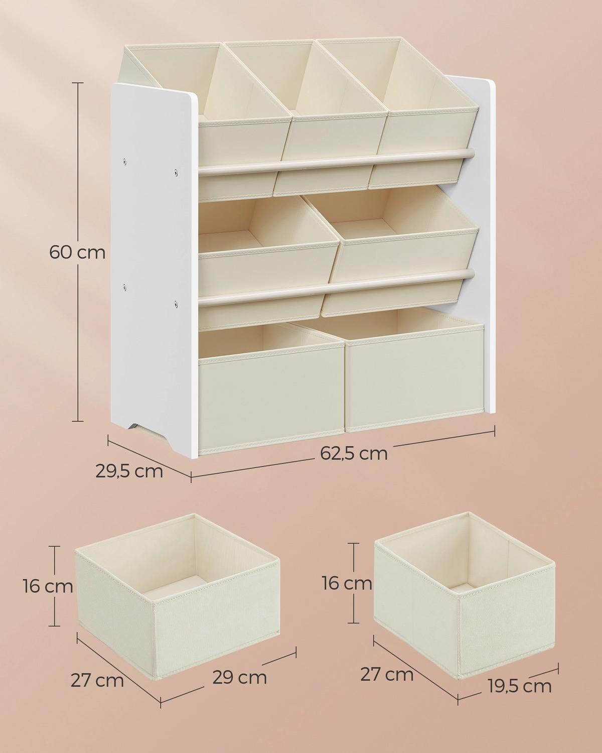 Kinderregal in Weiß, Beige ca. 62,5x60x29,5 cm - Beige/Weiß, MODERN, Holzwerkstoff/Textil (62,5/60/29,5cm) - MID.YOU