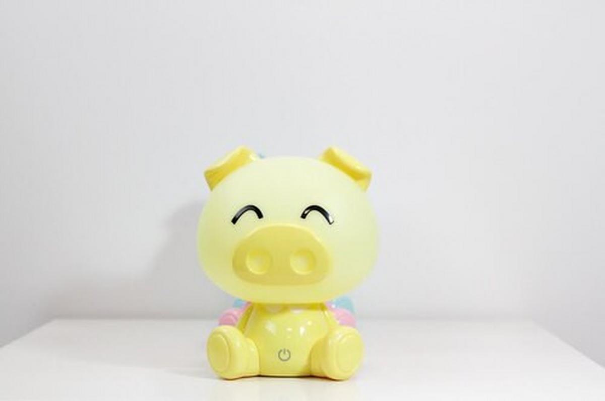 Kindertischleuchte Piggy Gelb max. 3 Watt - Gelb, Basics, Kunststoff (15/15/19cm)