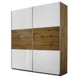 Schwebetürenschrank in Weiß Hochglanz - Eichefarben/Alufarben, Holz/Holzwerkstoff (175/210/59cm) - Modern Living Schwebetürenschrank in Weiß Hochglanz - Eichefarben/Alufarben, Holz/Holzwerkstoff (175/210/59cm) - Modern Living