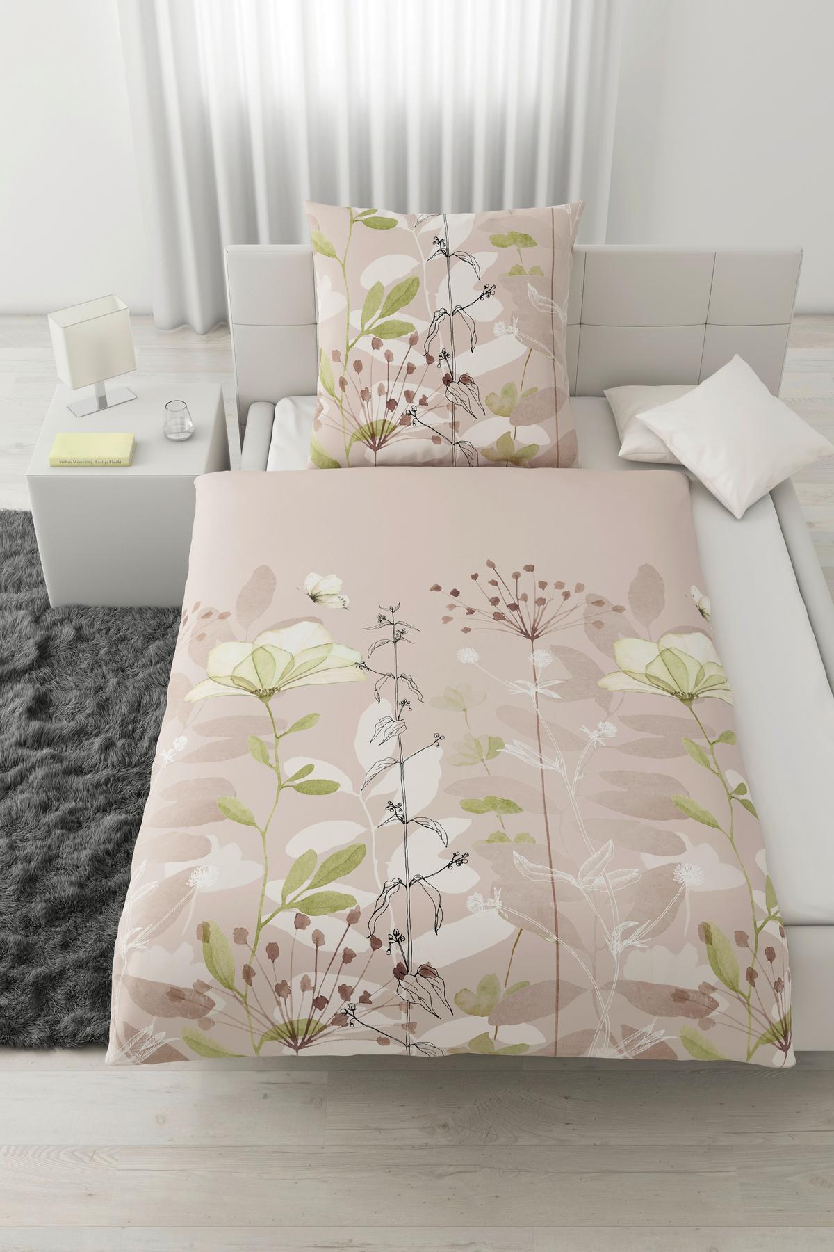 Bettwäsche Laola Beige/Grün ca. 135x200cm - Beige/Grün, ROMANTIK / LANDHAUS, Textil (135/200cm) - Mömax