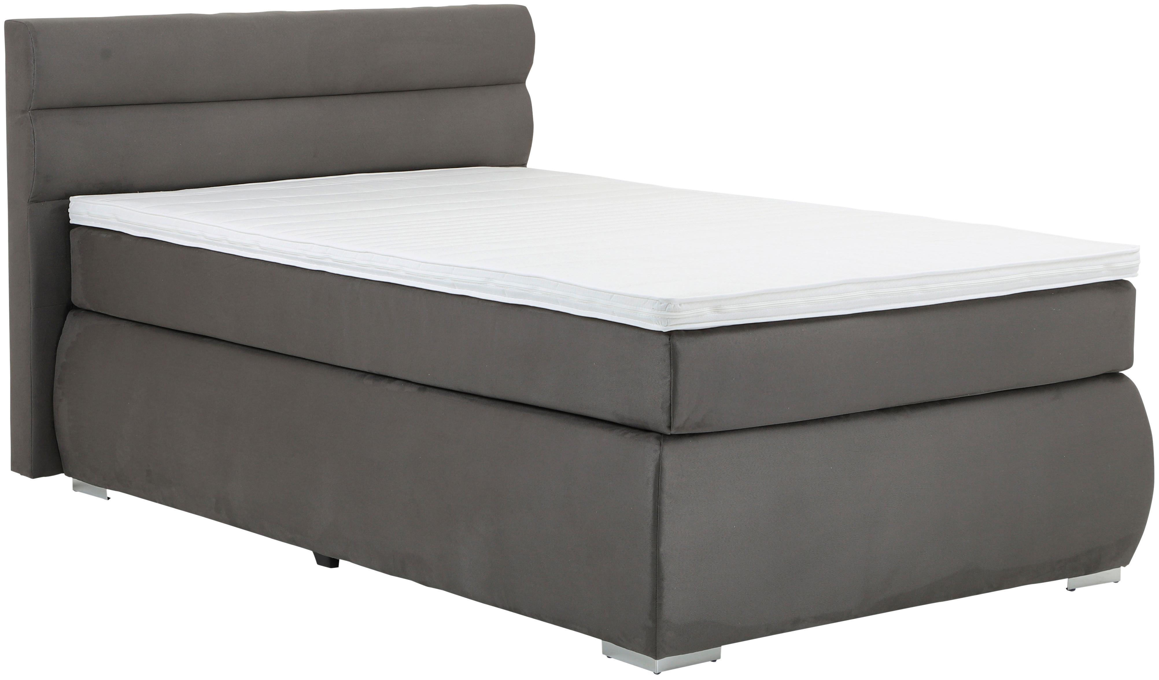 Boxspring Krevet Gala - boje kroma/antracit, Basics, tekstil/metal (120/200cm)