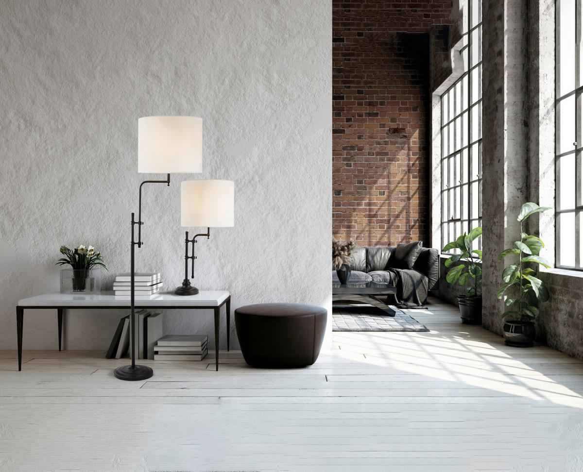 Asztali Lámpa Eu12082-1bk - natúr színű/fekete, Basics, műanyag/textil (30/36/67cm)