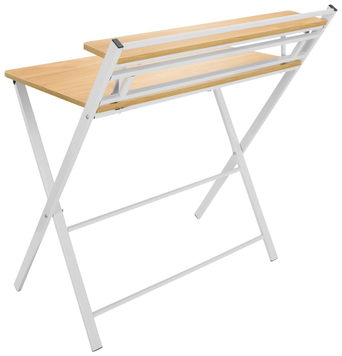 Pisalna Miza Easy Clap, Bela, Barva Hrasta - barve hrasta, Basics, kovina/leseni material (84/60/92cm) - MID.YOU