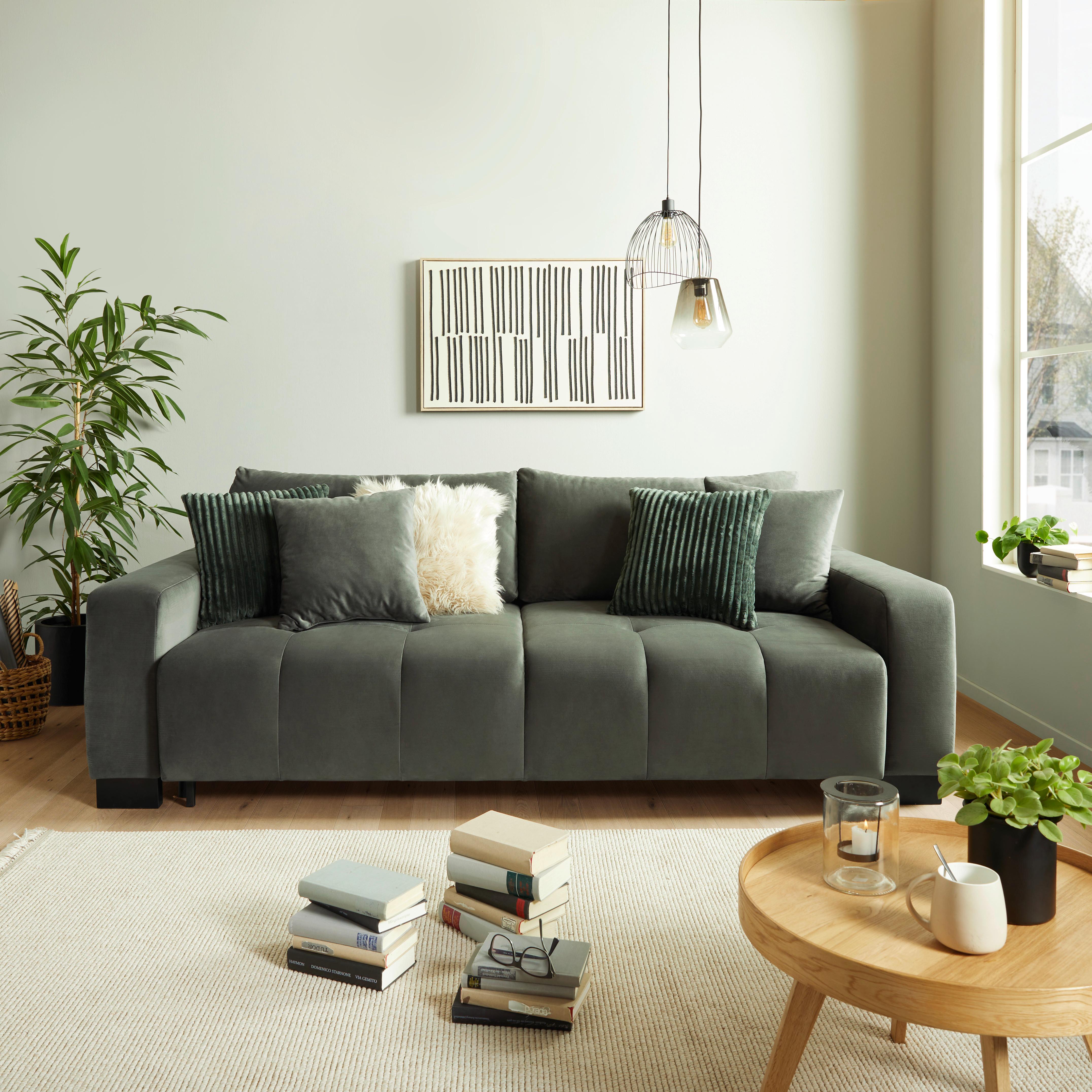 Canapea BETA NEW LUX 3DL - verde închis/gri închis, Modern, lemn/metal (238/88/119cm)