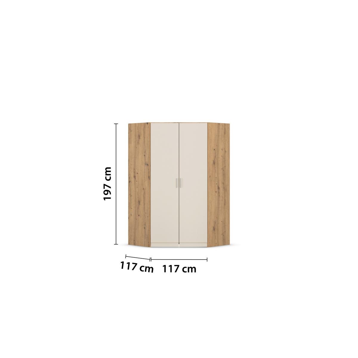 Ormar S Klasičnim Vratima Celle Mat - hrast Artisan/boje šampanjca, Trend, drvni materijal/plastika (117/197/117cm)