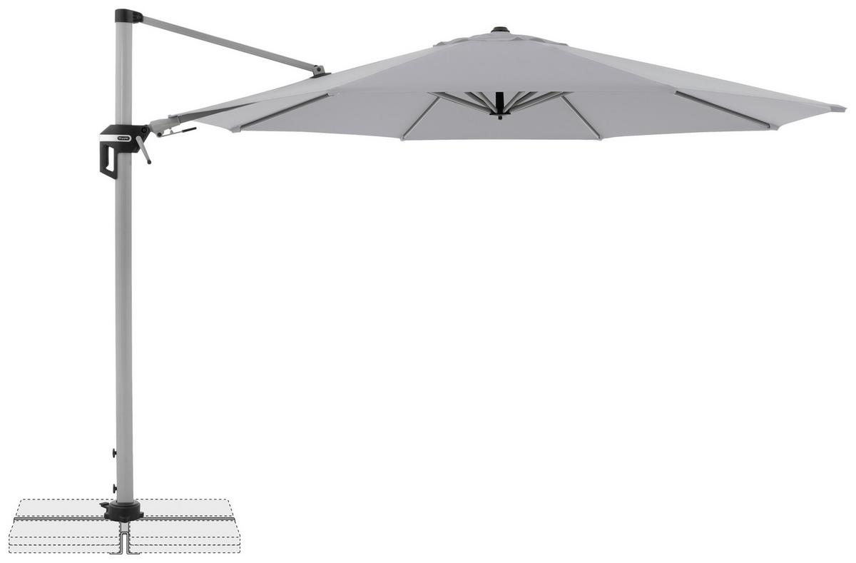 Ampelschirm Active Hellgrau ca. 370cm - Silberfarben/Hellgrau, Basics, Textil/Metall (370cm) - Doppler