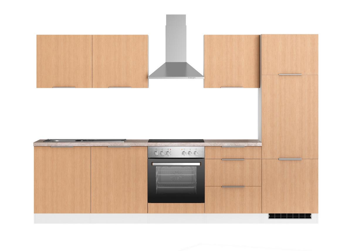 Küchenblock Glasgow m. Geräten Eichefarben/Weiß - Eichefarben/Beige, LIFESTYLE, Holzwerkstoff/Metall (300cm) - Held