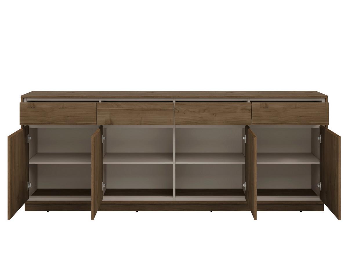Komód Cosme - kasmírszínű/diószínű, Modern, faalapú anyag (220/84/40cm)