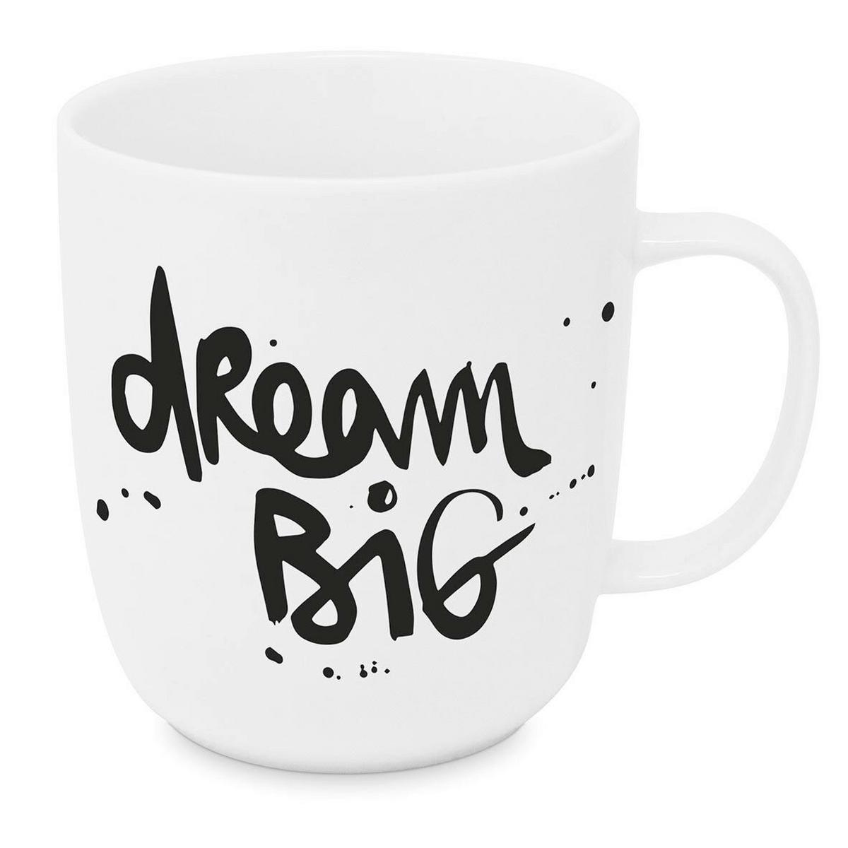 Kaffeebecher Dream Big aus Keramik ca. 400cm - Weiss/Schwarz, Modern, Keramik (9/10cm)