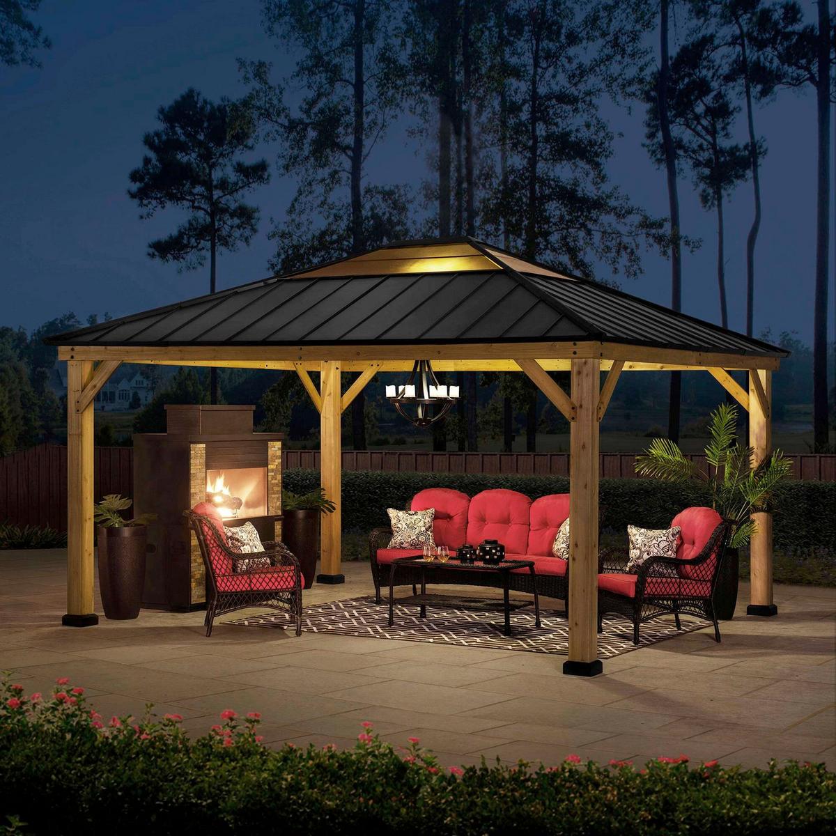 Pavillon Gazebo Anthrazit - Anthrazit, Basics, Kunststoff/Metall (452/393/287cm)