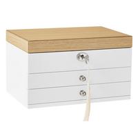 Schmuckkästchen Weiß/Nussbaumfarben - Nussbaumfarben/Weiß, LIFESTYLE, Glas/Holz (25/15/17cm)