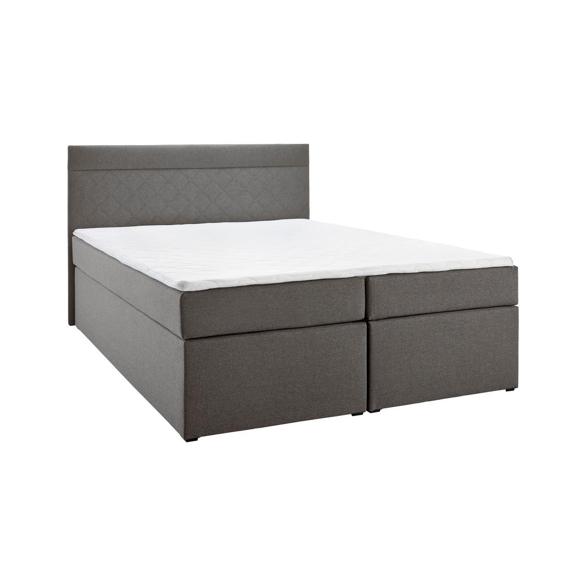 Boxspringbett in Grau ca. 140x 200cm inkl. Topper "Rosa" - Schwarz/Grau, Modern, Holz/Holzwerkstoff (140/200cm) - Bessagi Home