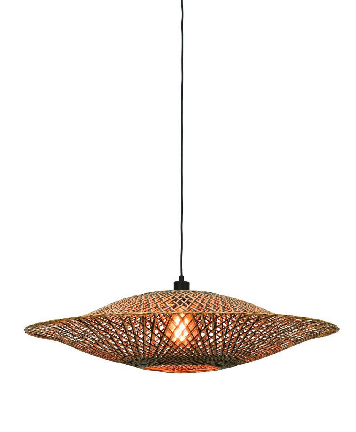 Hängeleuchte Bali in Schwarz/Braun max. 40 Watt - Hellbraun/Schwarz, Natur, Naturmaterialien (87/20cm) - Good & Mojo