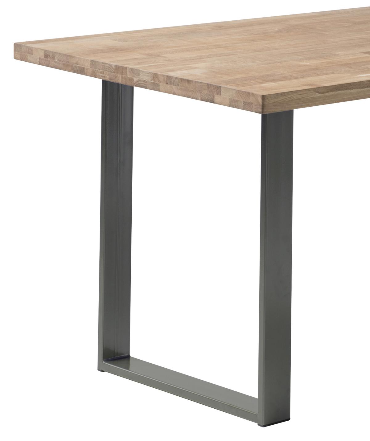 Esstisch "Samuel" , ca 180x90 cm, aus Eiche - Eichefarben/Anthrazit, MODERN, Holz/Metall (180/90/76cm) - MID.YOU