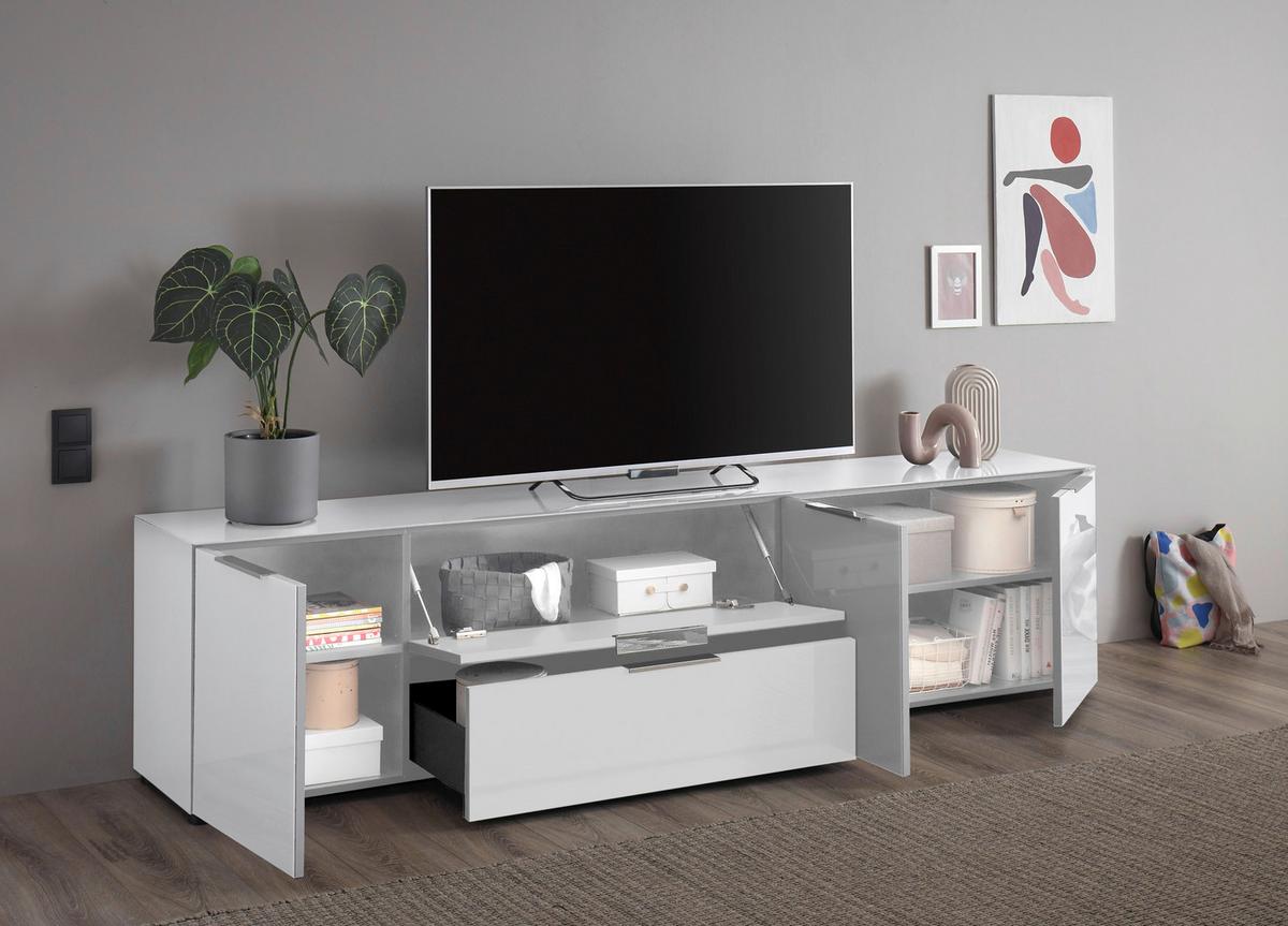 Lowboard Siena Weiss - Chromfarben/Weiss, Modern, Glas/Holzwerkstoff (226/55/40cm) - Mömax