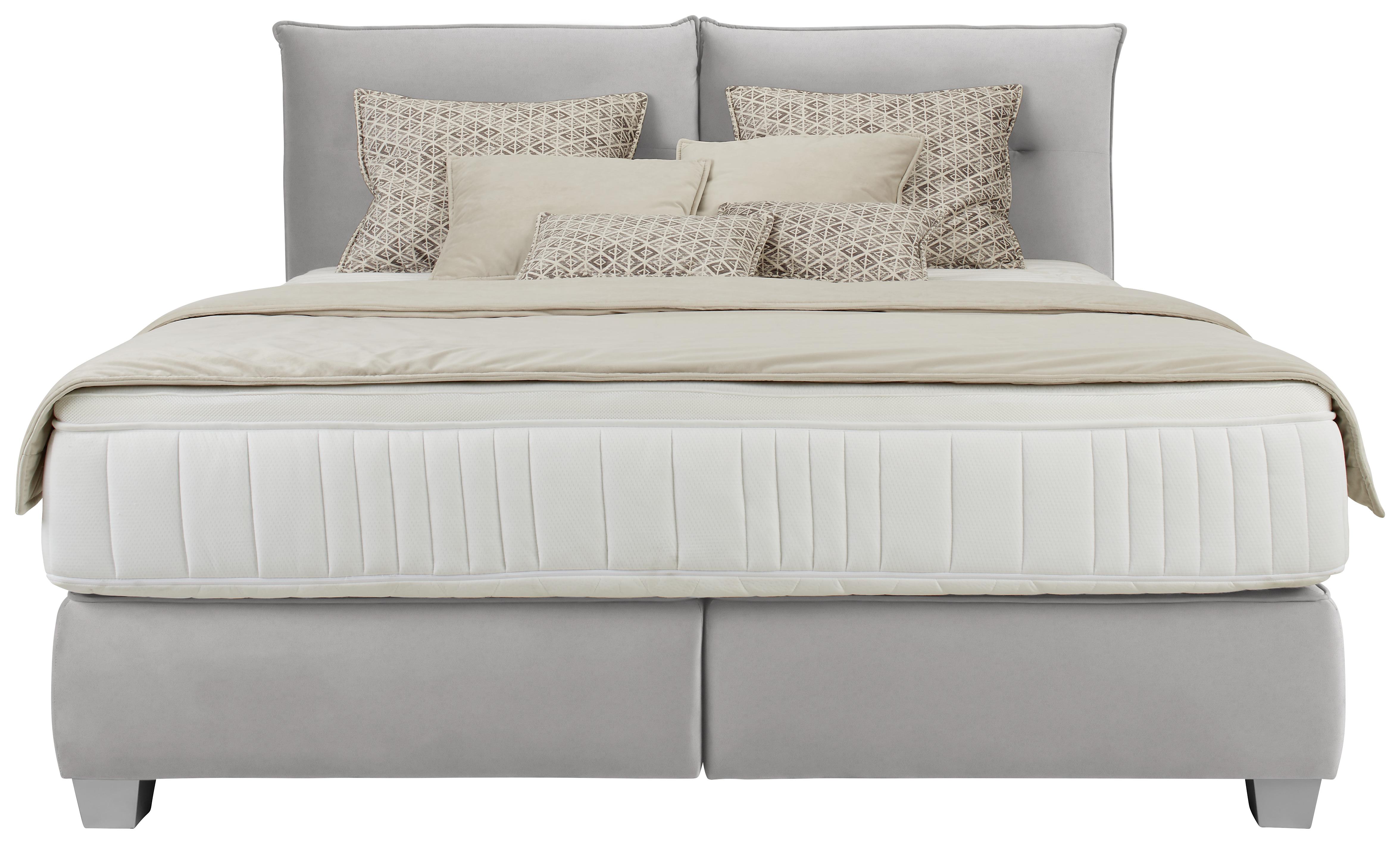Boxspringbett Fog in Grau ca. 180x200cm - Silberfarben/Grau, LIFESTYLE, Kunststoff/Textil (180/200cm) - Premium Living