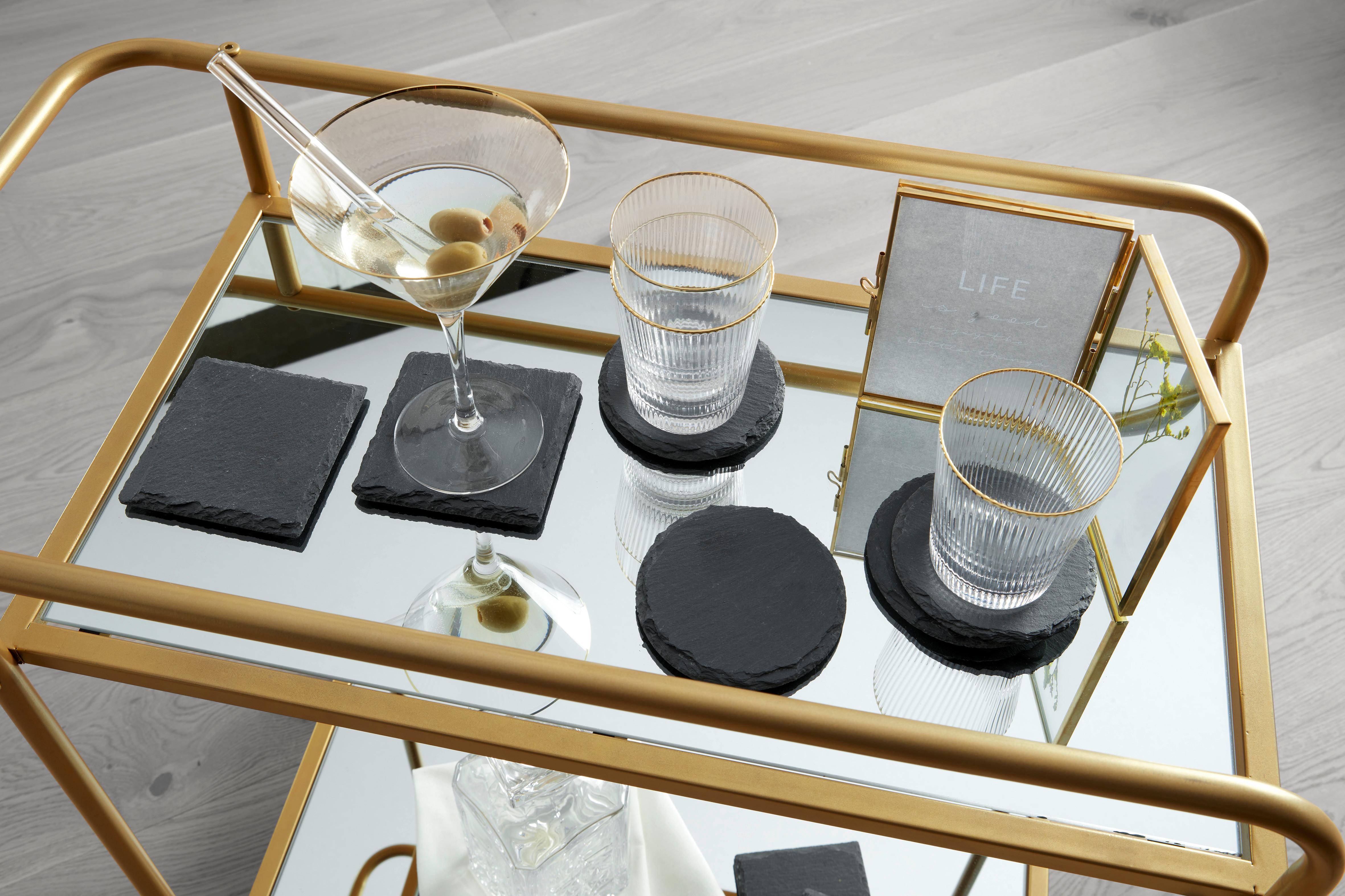UNDERLÄGG SET STONEY - svart, Modern, plast/sten (10/10cm) - Zandiara