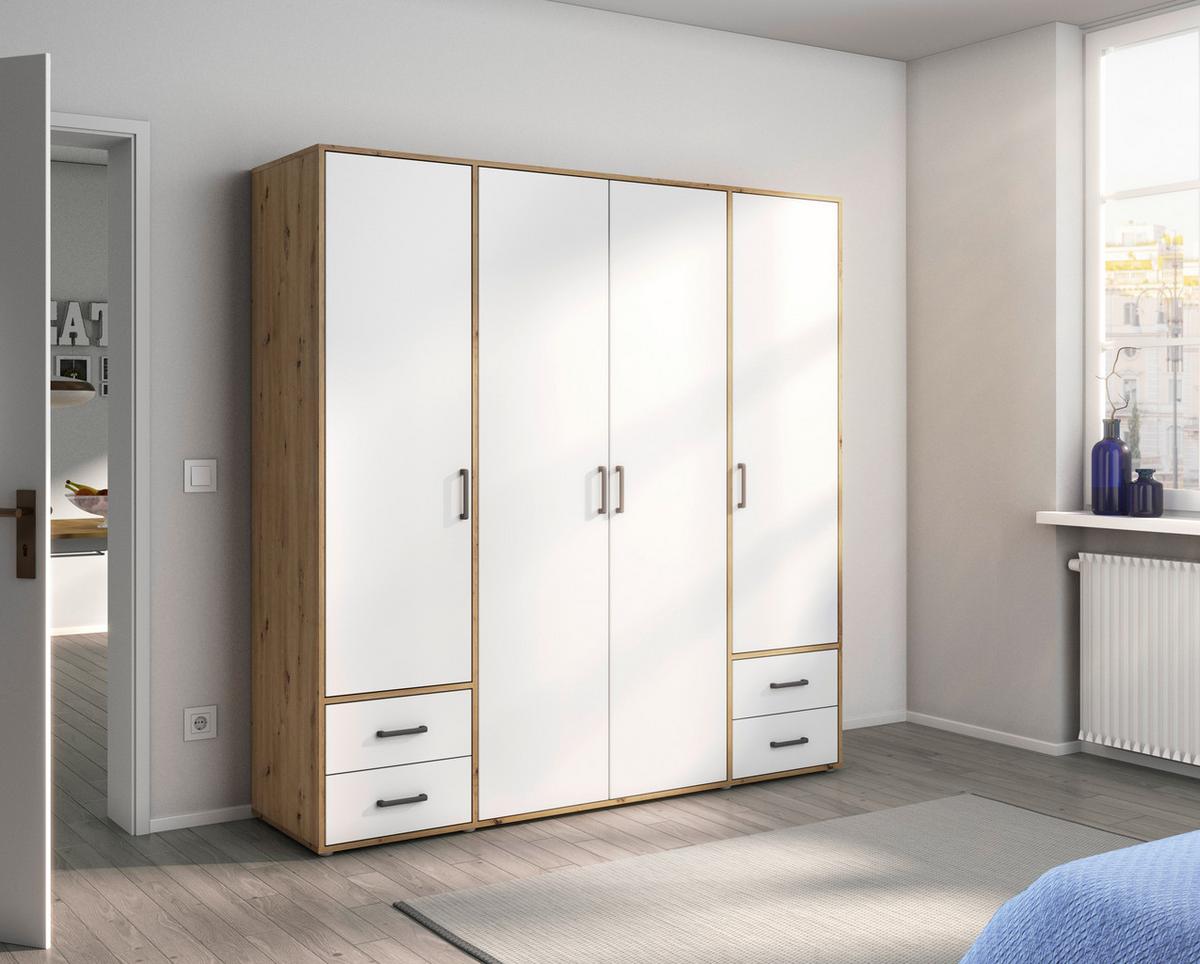 DULAP USI ROTATIVE VOYAGER - alb/stejar Artisan, Modern, material pe bază de lemn (187/194/53cm) - Modern Living