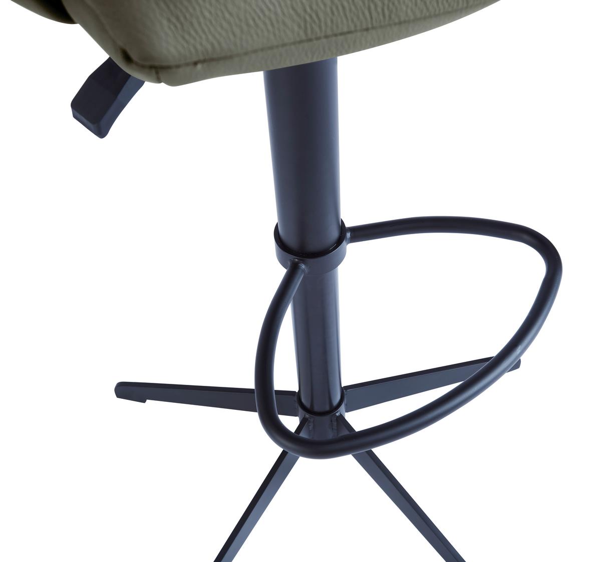 STOŁEK BAROWY PARIS - czarny/oliwkowa zieleń, Design, skóra/metal (58/88-112/58cm) - Dieter Knoll