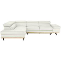 Wohnlandschaft Carmen Weiß - Schwarz/Weiß, MODERN, Leder/Holz (292/72/226cm) - Premium Living