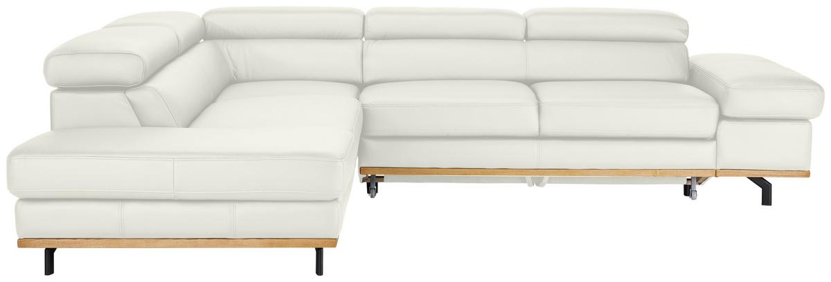 Wohnlandschaft Carmen Weiß - Schwarz/Weiß, MODERN, Leder/Holz (292/72/226cm) - Premium Living