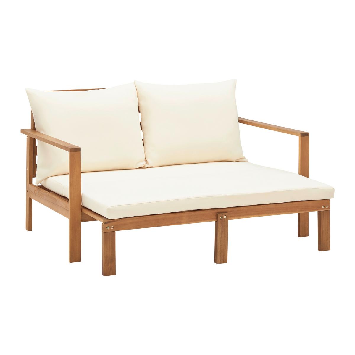 Gartenliege Pia Naturfarben Akazie/Outdoorstoff - Naturfarben, MODERN, Holz/Textil (130/75/80-130cm) - Bessagi Garden