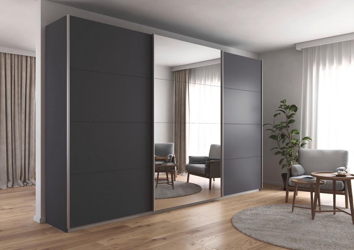 Ormar S Kliznim Vratima Miami - siva/boje aluminija, Moderno, drvni materijal/metal (361/229/62cm) - Modern Living