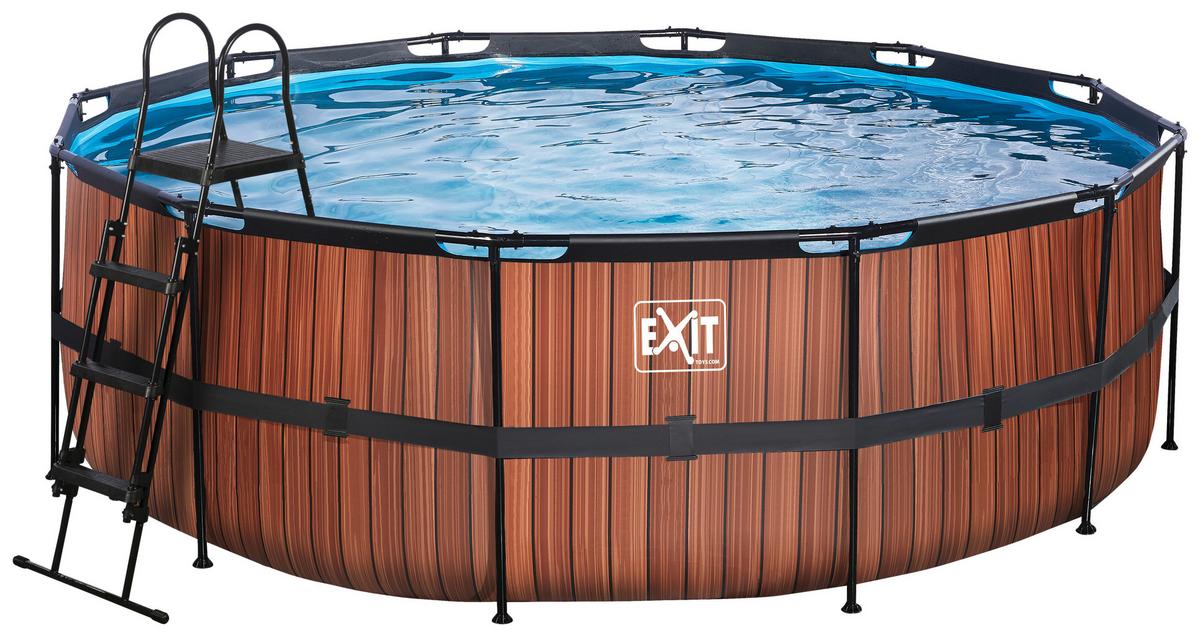 Bazen Exit Wood Pool, Črpalka S Peščenim Filtrom, Ø 427cm - rjava, Konvencionalno, kovina (427/122cm) - EXIT Toys