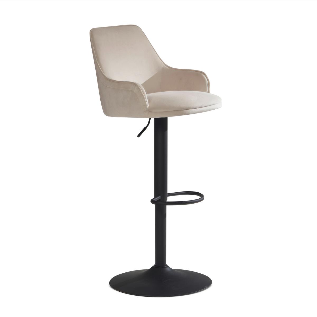 TABOURET DE BAR WL7.008 - Beige/Schwarz, Design, Textil/Metall (45/106/45cm) - MID.YOU