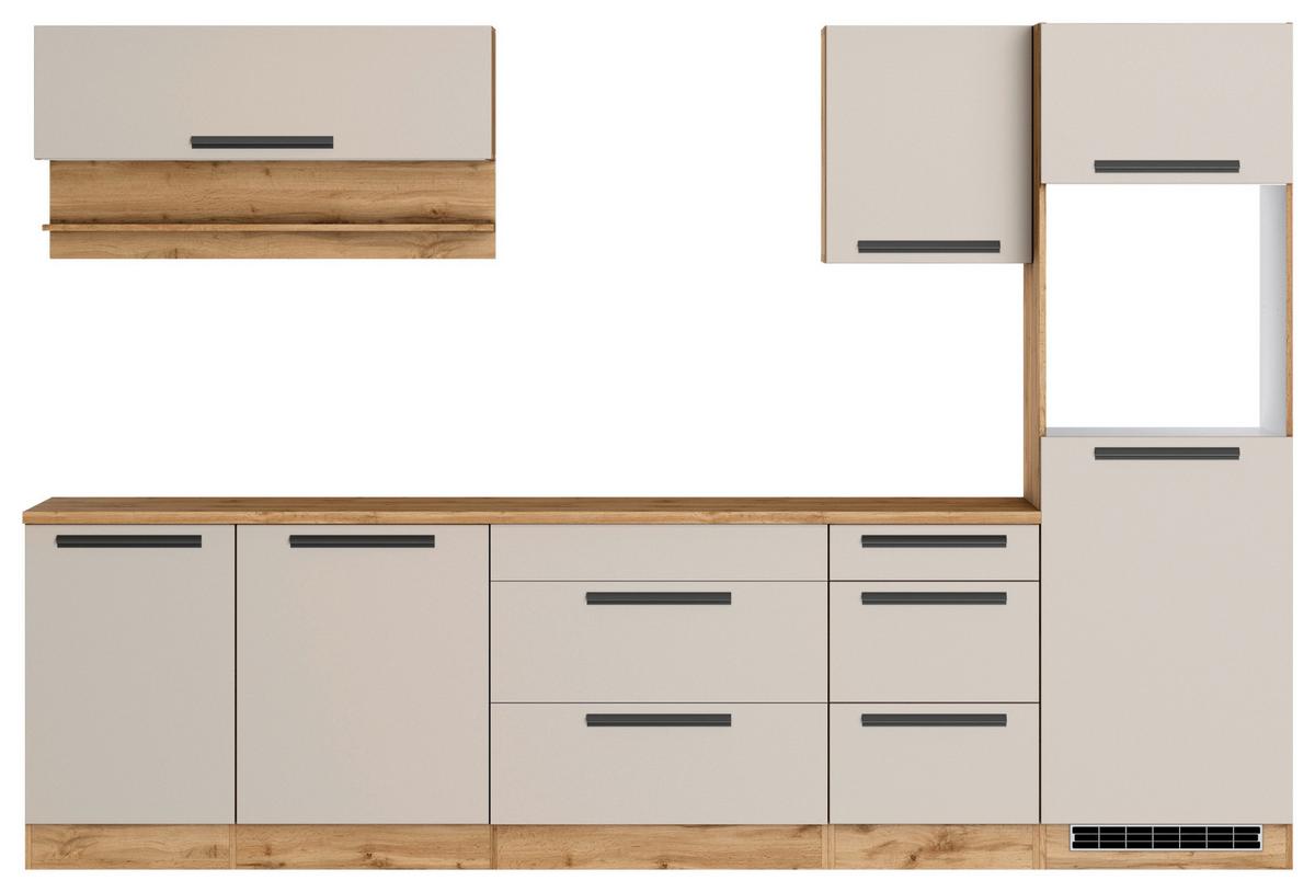 Küchenleerblock Aveiro o. Geräte Kaschmir - Kaschmir/Eiche Wotan, Trend, Holzwerkstoff/Metall (300cm) - Held