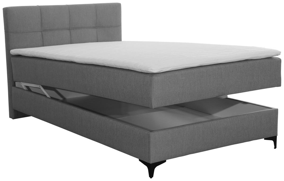 Boxbett Freddie ca. 120x200 Dunkelgrau - Dunkelgrau/Schwarz, MODERN, Textil (120/200cm) - MID.YOU