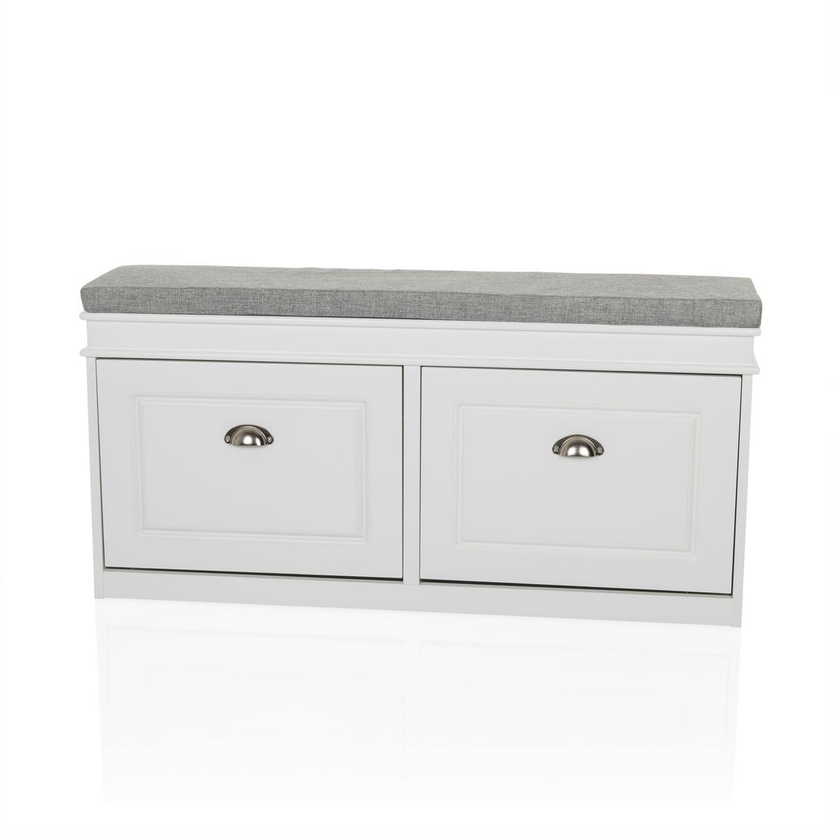 Omara Za Čevlje Estha 1, Bela - srebrne barve/siva, Moderno, kovina/leseni material (104/52/24cm) - MID.YOU