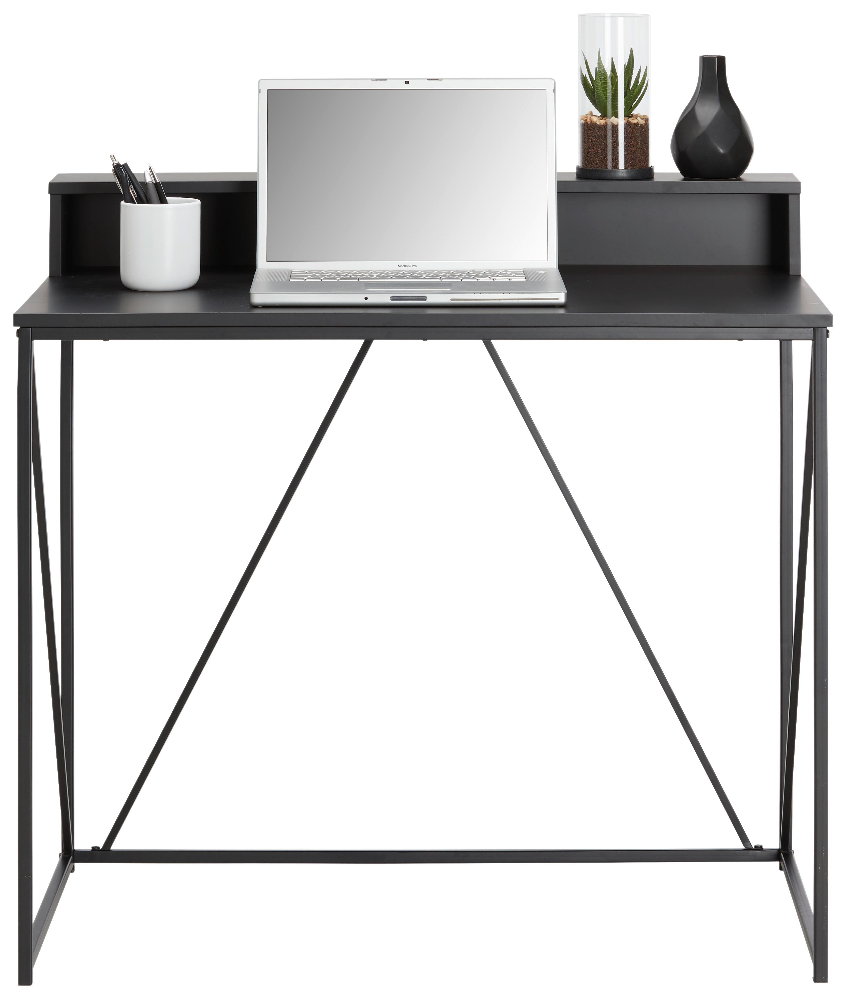 BUREAU PERCY -BASED- - Zwart, Modern, Houtcomposiet/Metaal (91/87/50cm) - Based
