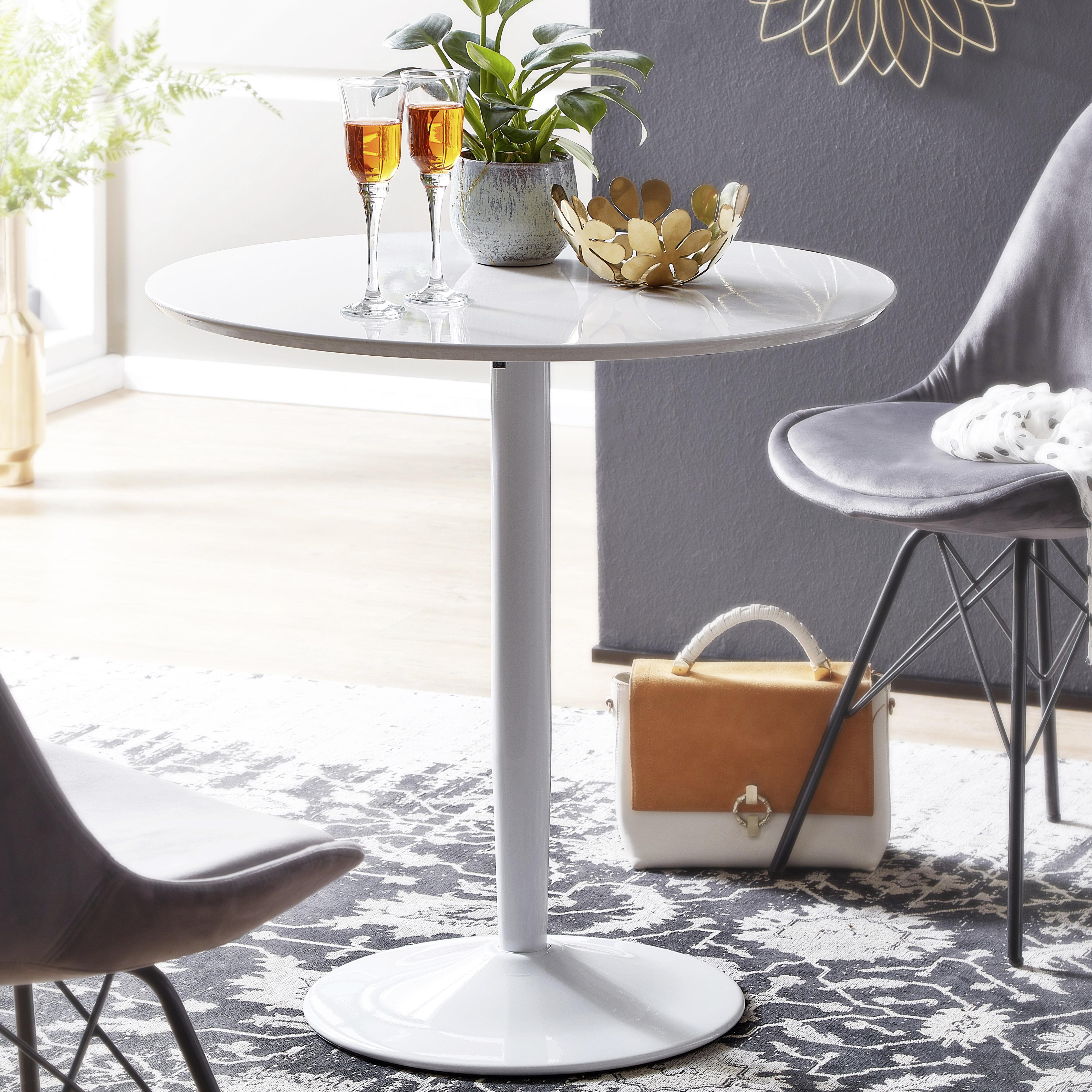 ESSTISCH WL6.504 Weiß D: 75 cm - Weiß, MODERN, Holzwerkstoff/Metall (75/74cm) - MID.YOU