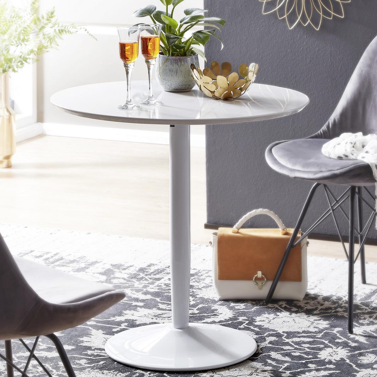 ESSTISCH WL6.504 Weiß D: 75 cm - Weiß, MODERN, Holzwerkstoff/Metall (75/74cm) - MID.YOU